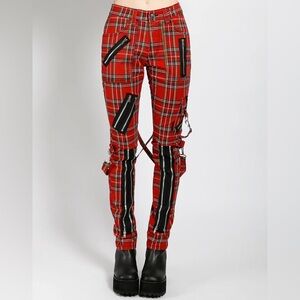 TRIPP NYC CLASSIC SLIM LEG BONDAGE PANT RED PLAID